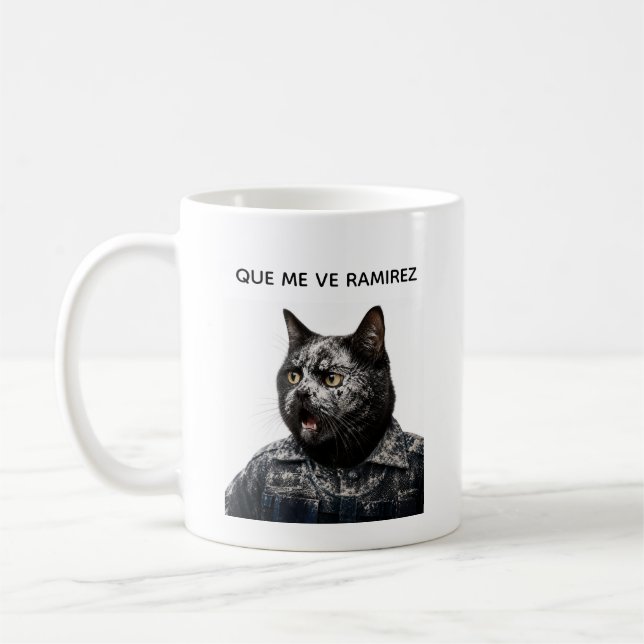 Funny Black Cat – What Happened?! Coffee Mug (Left)