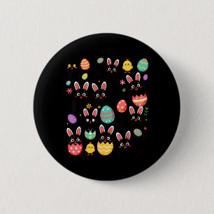 Funny Black Cat with Bunny Eggs Happy Easter Day 6 Cm Round Badge