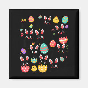 Funny Black Cat with Bunny Eggs Happy Easter Day Magnet