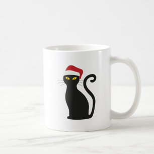Funny Black Cat With Santa Hats X-mas Mug