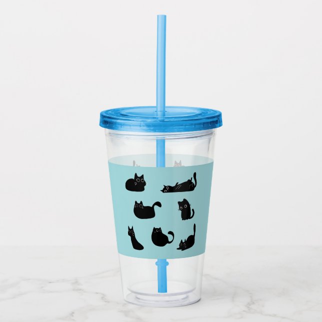 Funny Black Cats Acrylic Tumbler (Front)