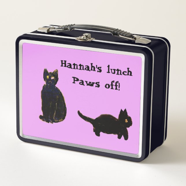 Funny Black Cats Art Custom Colour Metal Lunch Box (Front)