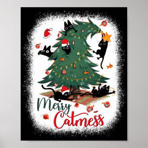 Funny Black Cats Christmas Tree Merry Catmess Cat Poster