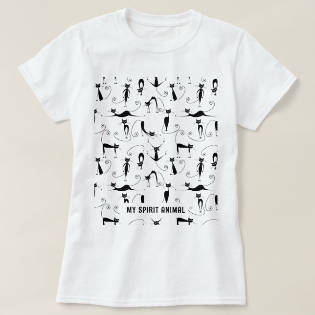 Funny Black Cats Custom Text or Name T-Shirt (Design Front)