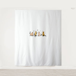 Funny Black Cats Ghost Halloween Pattern Cat Lover Tapestry