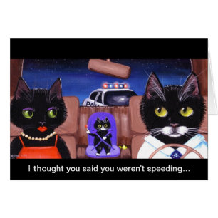 Funny Black Cats Police Car Creationarts Art