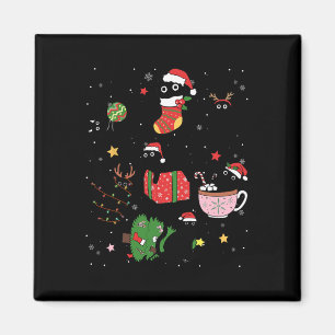 Funny Black Cats Santa Hat Christmas Tree Merry Ch Magnet