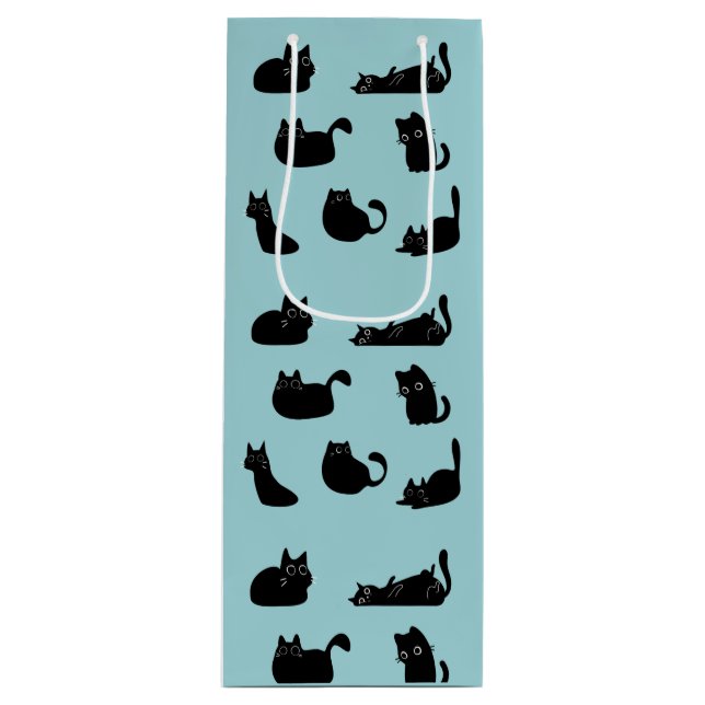 Funny Black Cats Wine Gift Bag (Front)