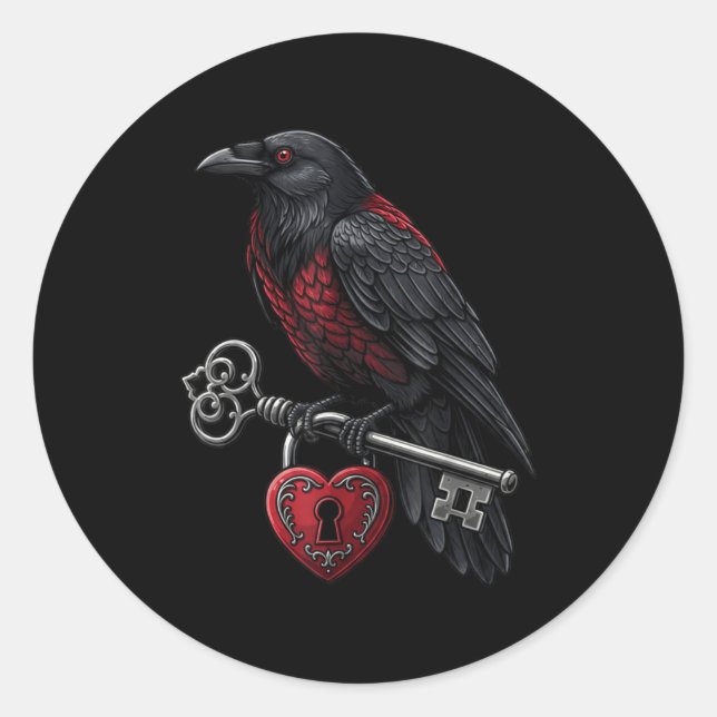 Funny Black Crow Black Bird Funny Crow Valentines  Classic Round Sticker (Front)