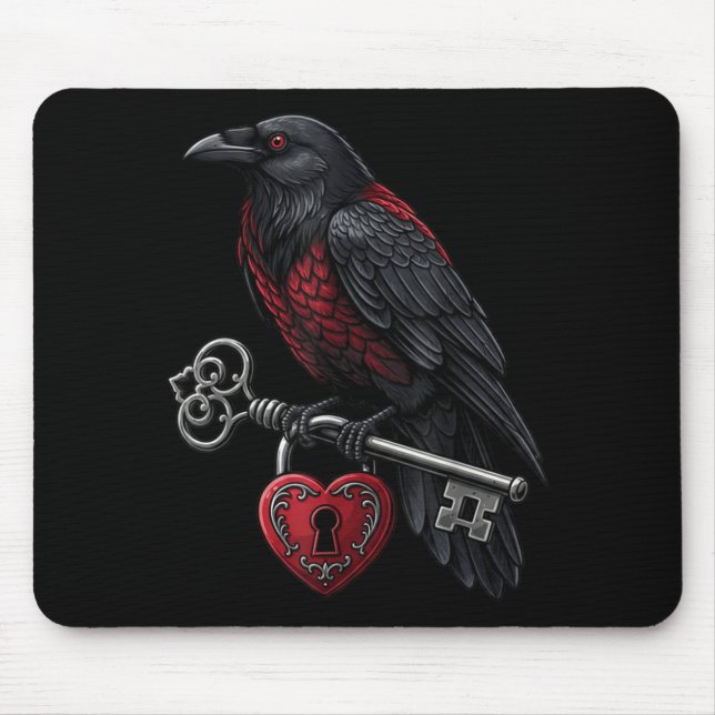 Funny Black Crow Black Bird Funny Crow Valentines  Mouse Mat (Front)