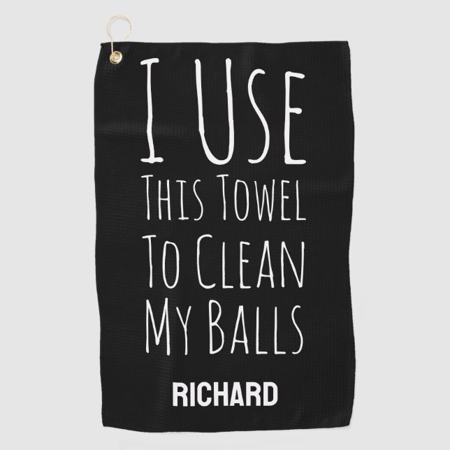 Funny Black Custom Personalized Golfer Bag Golf Towel (Front)