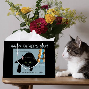 Funny Black Cute Best Cat Dad Father’s Day Large Gift Bag
