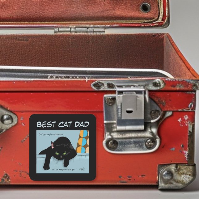 Funny Black Cute Best Cat Dad Father’s Day Square Sticker (Creator Uploaded)