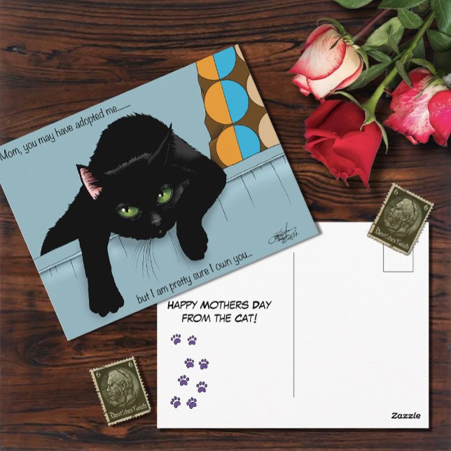Funny Black Cute Best Cat Mum Mother’s Day Postcard (Creator Uploaded)