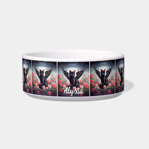 Funny Black Demon and Angel Cat  Bowl
