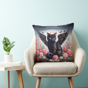 Funny Black Demon and Angel Cat Cushion