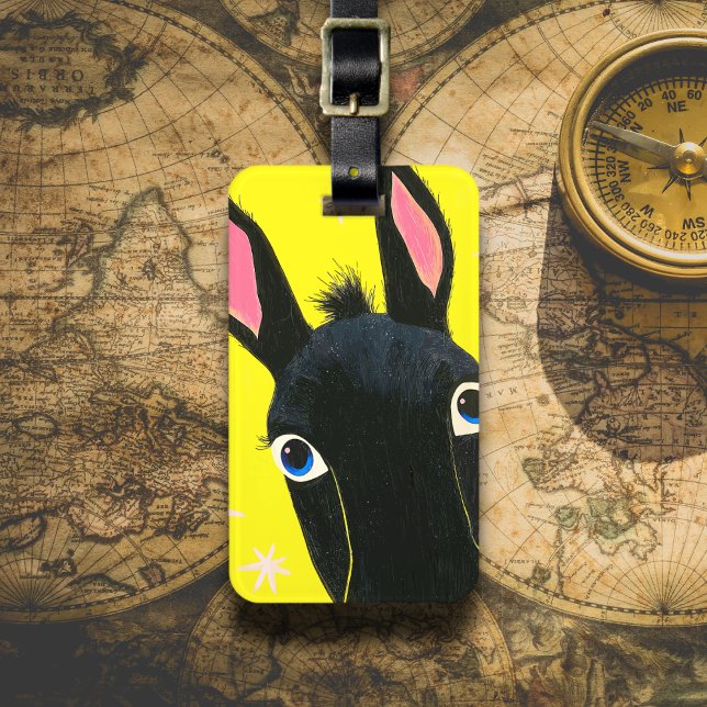 Funny Black Donkey Luggage Tag (Creator Uploaded)