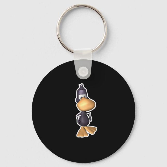funny black duck key ring (Front)