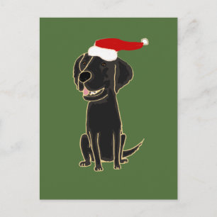 Funny Black Flat Coated Retriever Christmas Art Holiday Postcard