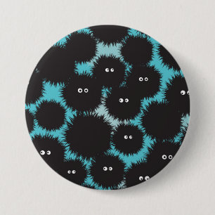 Funny black fluffy monsters  7.5 cm round badge