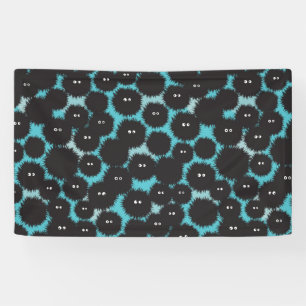 Funny black fluffy monsters  banner