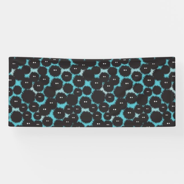 Funny black fluffy monsters  banner (Horizontal)