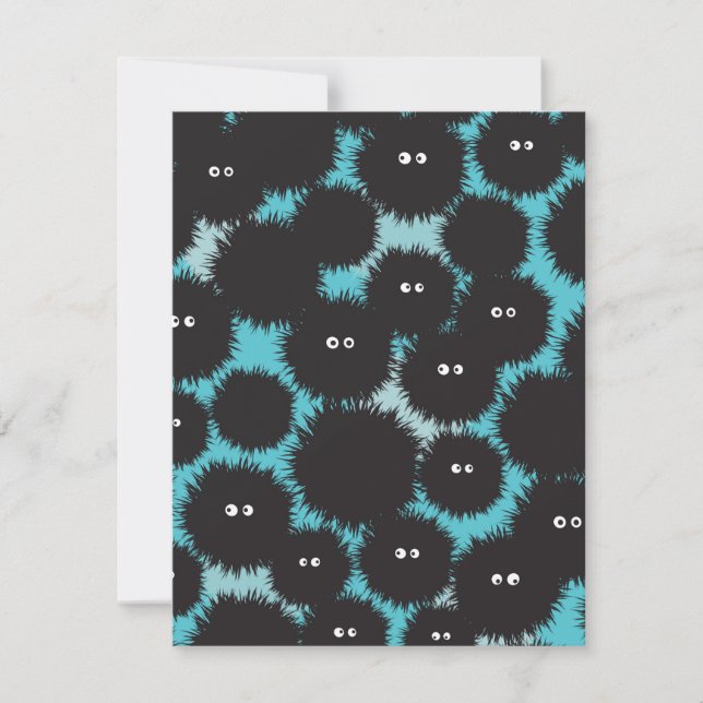 Funny black fluffy monsters  card (Front)