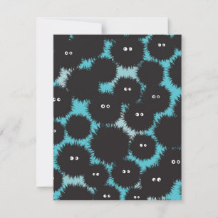 Funny black fluffy monsters  card