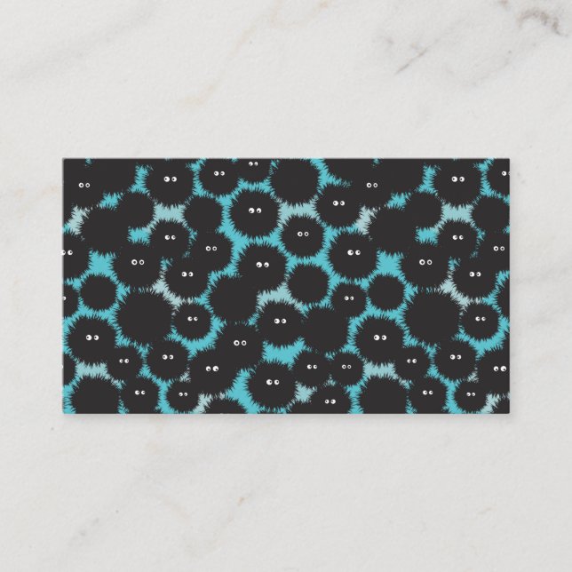 Funny black fluffy monsters  enclosure card (Front)