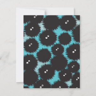 Funny black fluffy monsters  holiday card