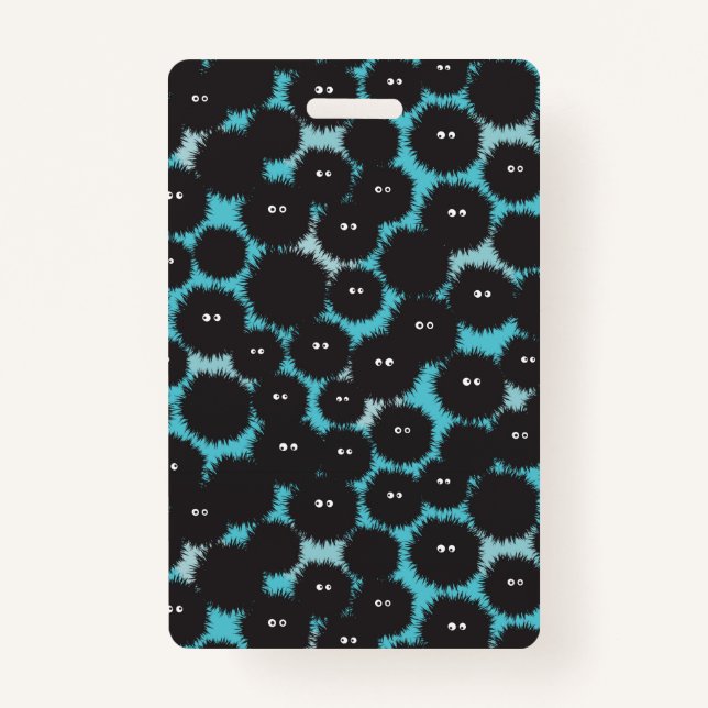 Funny black fluffy monsters  ID badge (Front)