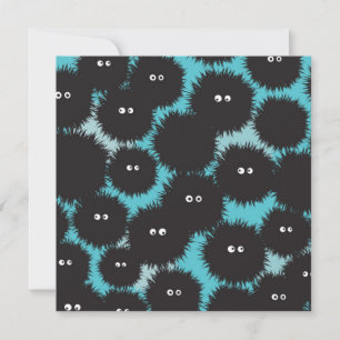 Funny black fluffy monsters  invitation