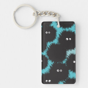 Funny black fluffy monsters key ring