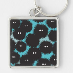 Funny black fluffy monsters key ring