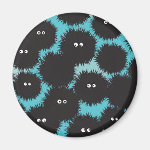 Funny black fluffy monsters  magnet