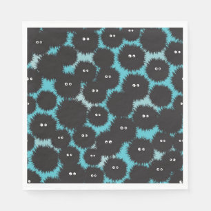 Funny black fluffy monsters napkin