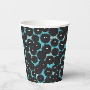 Funny black fluffy monsters  paper cups