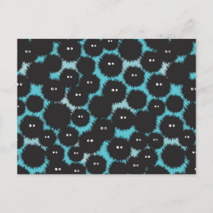 Funny black fluffy monsters  postcard