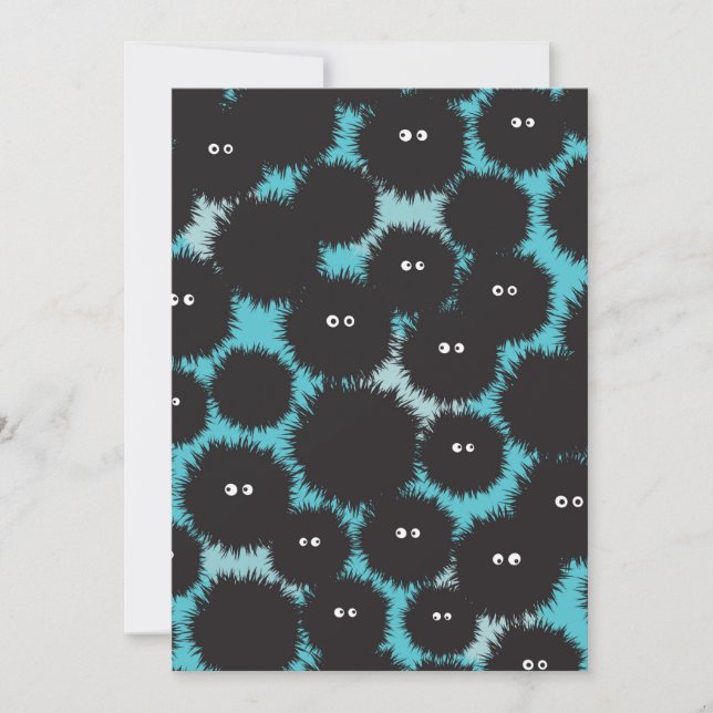 Funny black fluffy monsters  save the date (Front)