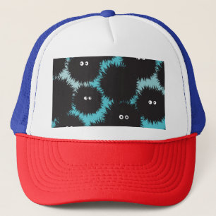 Funny black fluffy monsters trucker hat