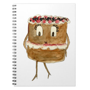 Funny Black Forest Gateau Quirky Watercolour Art Notebook