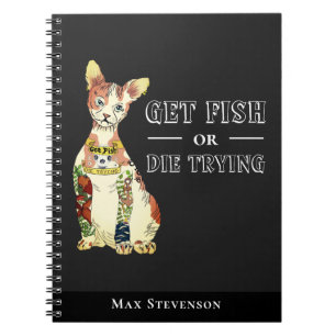 Funny Black Gangster Sphynx with Tattoos Cat Dad Notebook
