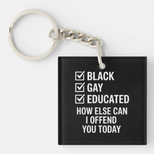 Funny Black Gay Pride Support LGBTQ Rights Key Ring