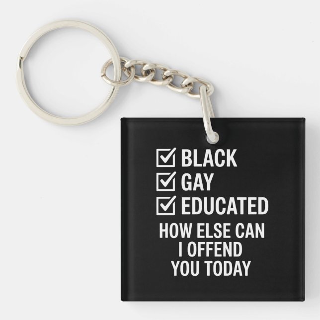 Funny Black Gay Pride Support LGBTQ Rights Key Ring (Front)