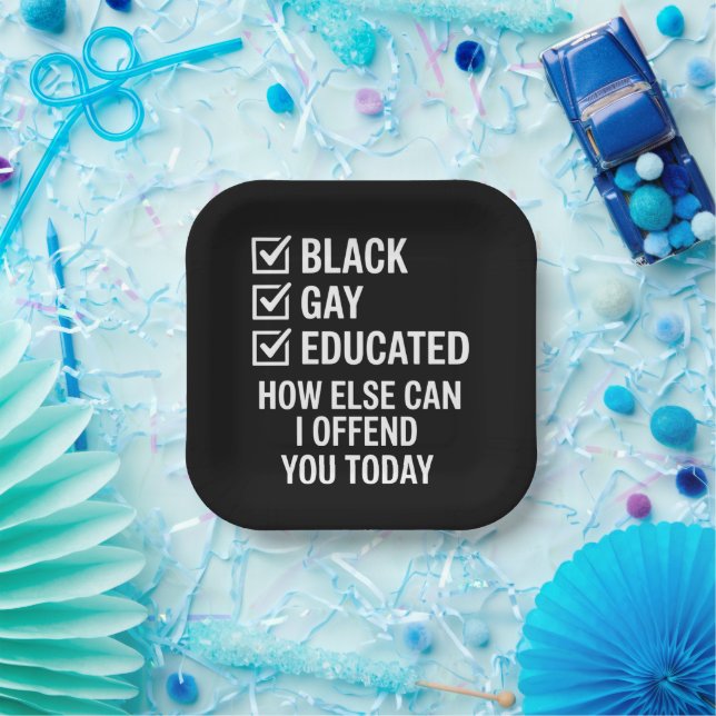 Funny Black Gay Pride Support LGBTQ Rights Paper Plate (Party)