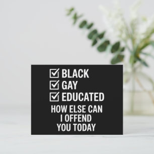 Funny Black Gay Pride Support LGBTQ Rights Postcard