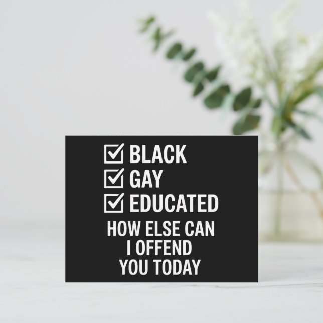 Funny Black Gay Pride Support LGBTQ Rights Postcard (Standing Front)