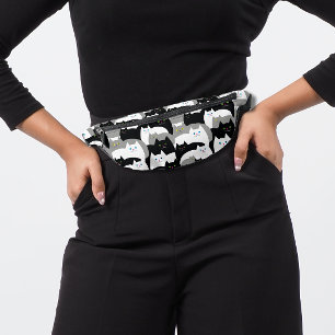 Funny Black, Gray and White Kitty Cats Bum Bags