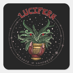 Funny Black Halloween Party Plant Demon Lucifern Square Sticker