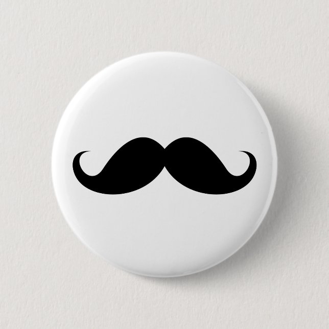Funny black handlebar moustache trendy hipster 6 cm round badge (Front)